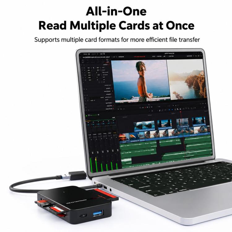 6 In 1 USB / Type-C High-Speed 3.0 Card Reader SD/TF/CF/MS Card Reader, ADS-326