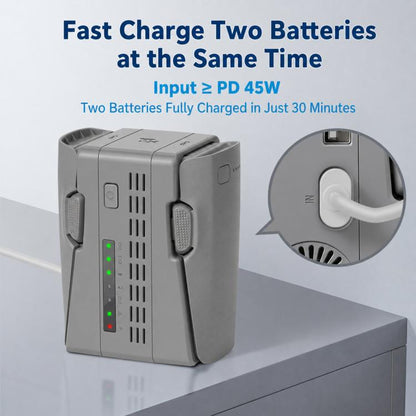 For DJI Neo 2 YX Dual Battery Charger 45W PD Fast Charging Hub with Storage Mode, 2-channel