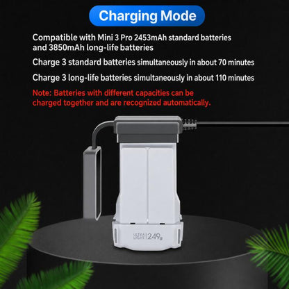 YX 3-Way Smart Charger with LCD Display For DJI Mini 5 Pro / Mini 4 Pro / Mini 3 Pro / Mini 3 Multi Battery Charging Hub, US Plug, EU Plug, UK Plug, AU Plug