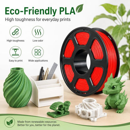 PLA 3D Printer Filament 1.75mm 1kg Spool Tangle-Free Eco-Friendly 3D Printing Material, White, Black, Grey, Transparent, Coffee, Red, Rose Red, Pink, Peach Red, Orange, Yellow, Skin Color, Purple, Blue, Sky Blue, Cyan, Deep Blue, Silver, Taro Purple
