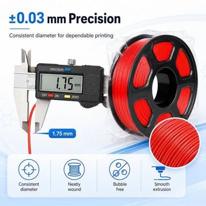 PLA 3D Printer Filament 1.75mm 1kg Spool Tangle-Free Eco-Friendly 3D Printing Material, White, Black, Grey, Transparent, Coffee, Red, Rose Red, Pink, Peach Red, Orange, Yellow, Skin Color, Purple, Blue, Sky Blue, Cyan, Deep Blue, Silver, Taro Purple