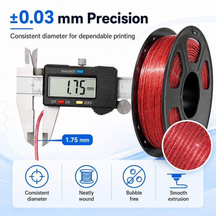 Glitter PETG Filament 1.75mm 1kg Spool Sparkly Starry Galaxy Effect Tough 3D Printing Material