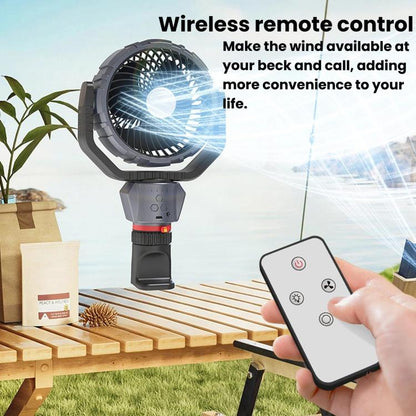 F8105 Oscillating Outdoor Fan With LED Light Remote Control Rechargeable Portable Fan, F8105