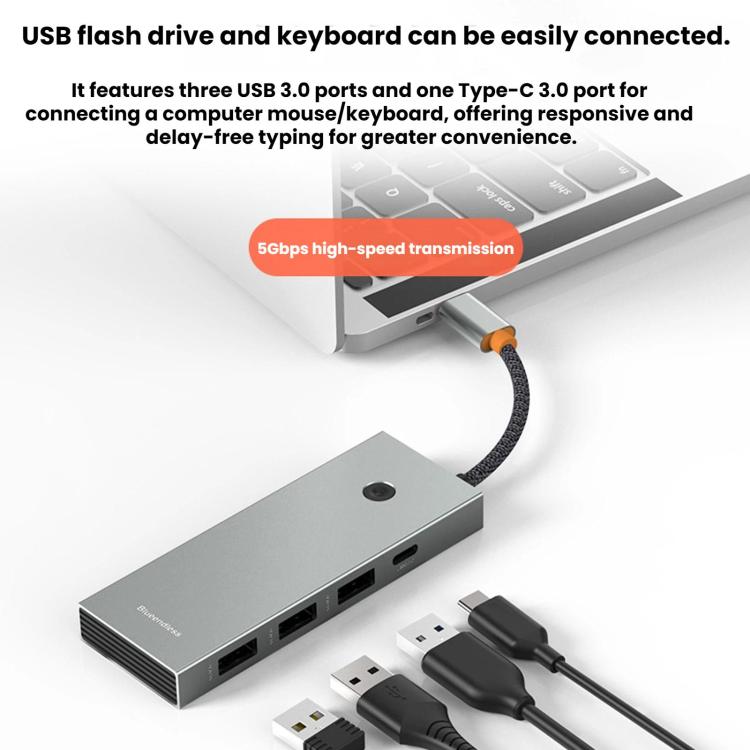 Blueendless Type-C Docking Station 4K 60Hz Screen Mirroring USB 3.0 Splitter, HDMI2.0+PD+USB3.0 x 3, HDMI 2.0 + PD + Gigabit Ethernet + 2 USB 3.0 ports