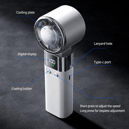 Y38 100-Speed Stepless Speed Regulation Handheld Ice Cooling Fan Portable Rechargeable Quiet Fan