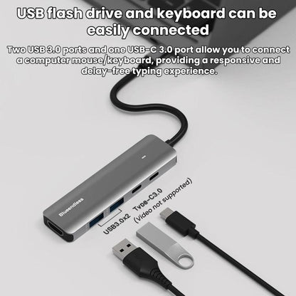 Blueendless HDMI 4K 60Hz Converter Type-C Dock, 5 in 1 USB 3.0 x 2)