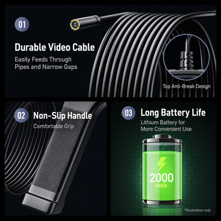 Endoscope Camera With 4.3 inch IPS HD Screen Borescope Camera HD1080P IP67 Waterproof Inspection Camera, NK008S 2m Cable Length 5.5mm Lens, NK008S 5m Cable Length 5.5mm Lens, NK008S 10m Cable Length 5.5mm Lens, NK008S 2m Cable Length 8mm Lens