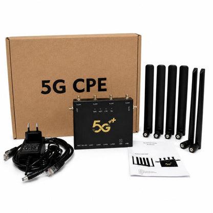 International Version 5G CPE Industrial Router Dual Mode SA / NSA Gigabit Cellular Gateway With 6 Antennas, EU Plug, CP905