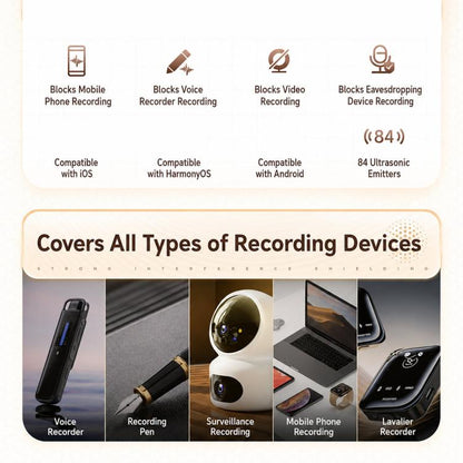 Covert Tissue Box Audio Protection Device, 360 Degrees Ultrasonic Voice Recorder Blocker, US Plug, BS-99Pro Max 84 Sine Wave, BS-99Pro 56 Sine Wave