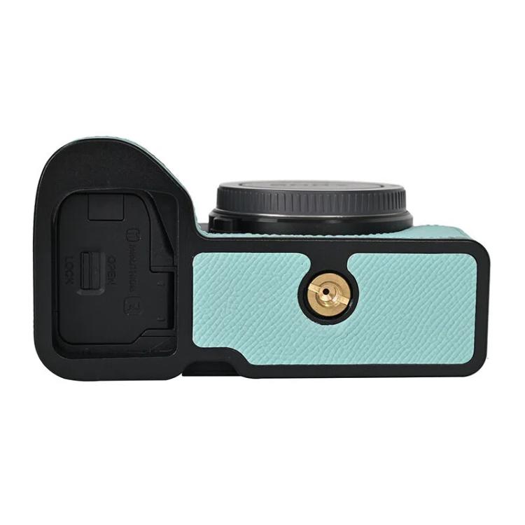 For Sony Alpha 6700 / ILCE-6700 Genuine Leather Half Case Aluminum Alloy Bottom Camera Protective Base