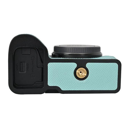 For Sony Alpha 6700 / ILCE-6700 Genuine Leather Half Case Aluminum Alloy Bottom Camera Protective Base
