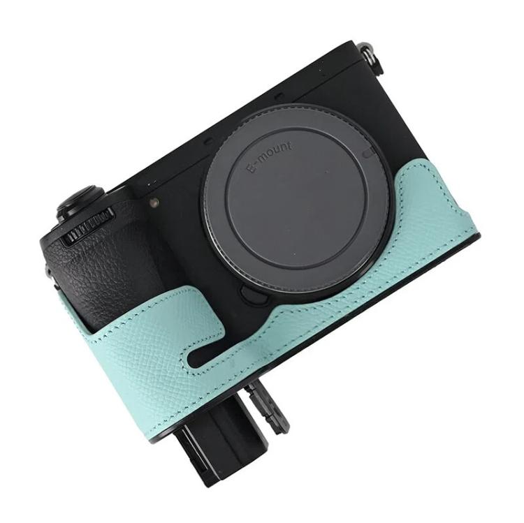For Sony Alpha 6700 / ILCE-6700 Genuine Leather Half Case Aluminum Alloy Bottom Camera Protective Base