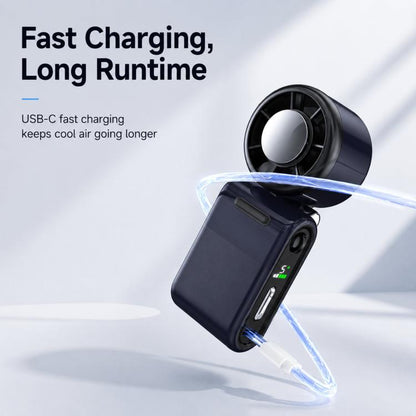Semiconductor Ice Cooling Handheld Fan 5-Speed Turbo Mini Pocket Fan USB-C Rechargeable Small Personal Fan