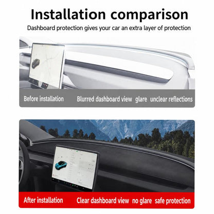 For Tesla Model Y / Y L 2025-2026 Dashboard Sun Shade Mat Suede Anti-UV Heat Insulation Dash Cover, Dashboard Sun Shade Mat