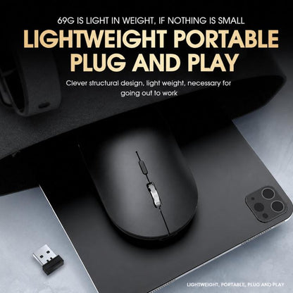 Dual Mode Wireless Bluetooth Mouse Type-C Rechargeable Slim Silent Mouse with 3D Alloy Scroll Wheel 3 Adjustable DPI 800/1200/1600