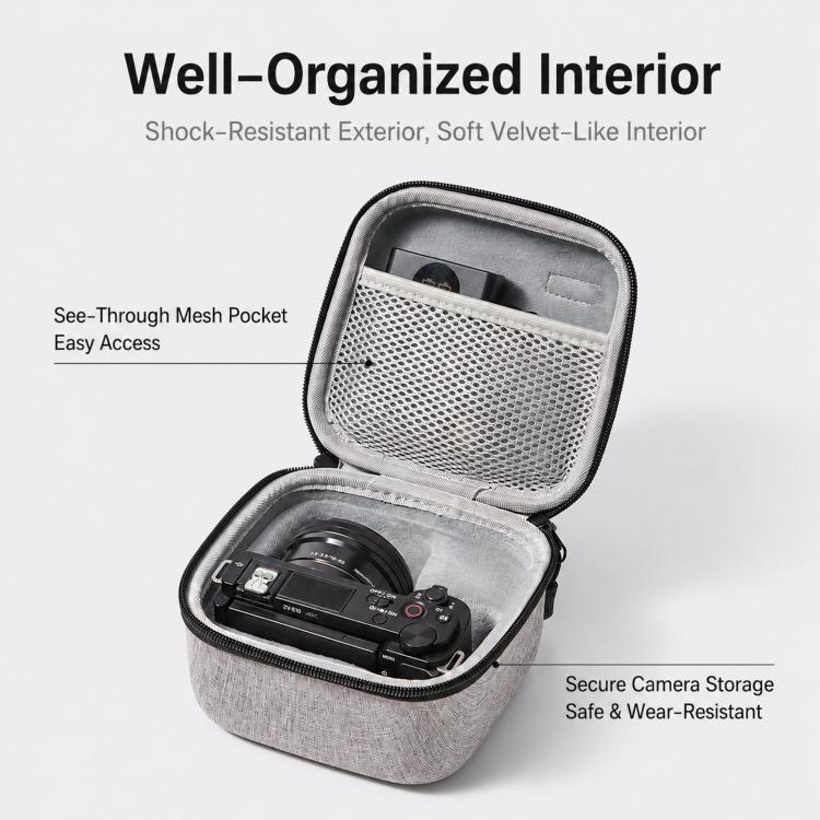 Baona BN-FH003 For Sony ZV-E10 / ZV-E10 II Hard EVA Camera Case Protective Travel Pouch With Mesh Pocket