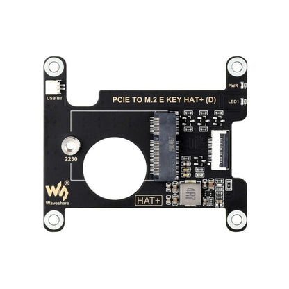 Waveshare 33828 PCIe To M.2 E KEY HAT For Raspberry Pi 5 Compatible With Various NGFF Wireless NIC Supports USB Bluetooth Connection, 33828