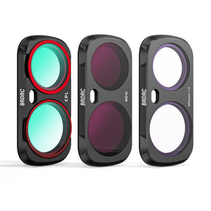 For Insta360 Luna Ultra BRDRC Filter Accessories, UV, CPL, ND16, Black Soft, Anti-Light Pollution, 3pcs /Set CPL + ND16 + Black Soft, 3pcs /Set CPL + Black Soft + Adjustable VND, 4pcs /Set CPL + Black Soft + Anti-Light Pollution + Adjustable VND