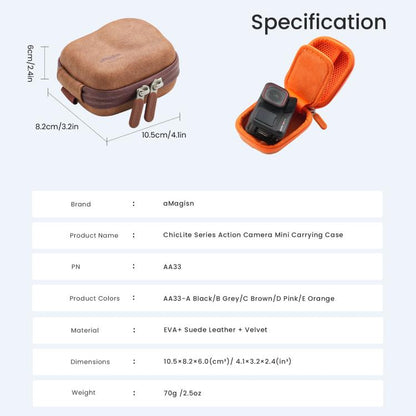 AMagisn ChicLite Series Action Camera Mini Carrying Case For Insta360, DJI Osmo Action & GoPro Hero