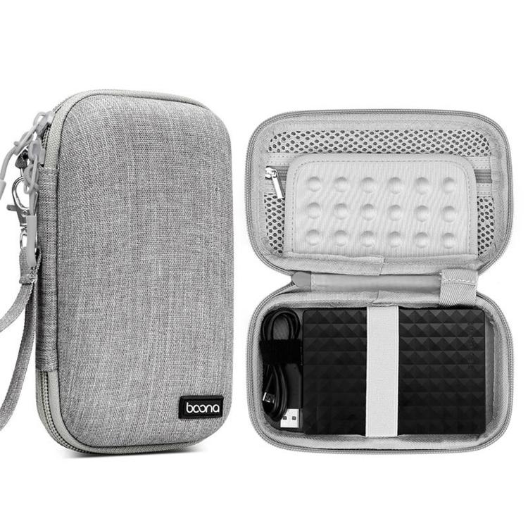 Baona BN-F007 Hard EVA External Hard Drive Case Shockproof Power Bank Organizer Electronic Travel Bag, Small Gray, Small Black, Large Gray, Large Black