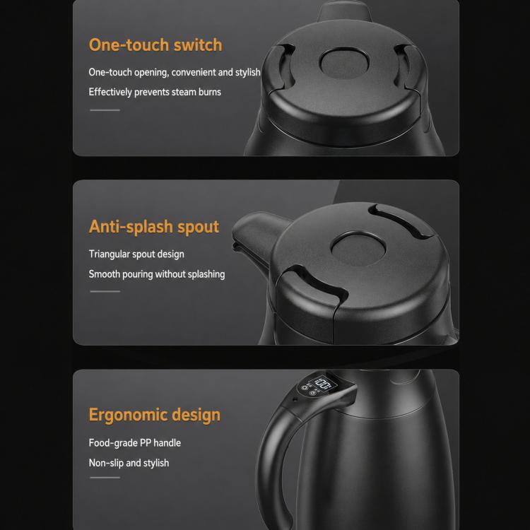 LY1200 12V/24V Universal Digital Display Car Kettle 1.2L Stainless Steel Electric Water Kettle, Kettle + Base, Kettle + 4m Cable, Kettle + Base + 4m Cable, Kettle