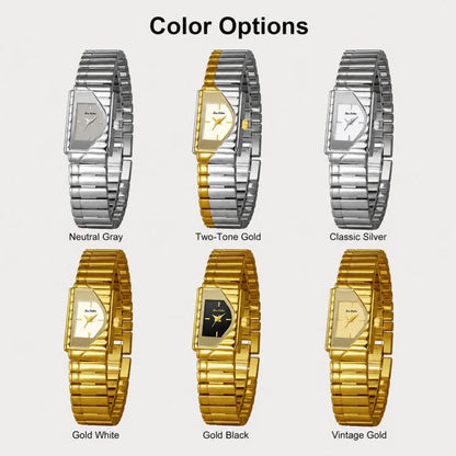 BS Bee Sister FA1927 Womens Vintage Watch Elegant Asymmetrical Geometric Quartz Watch With Metal Strap