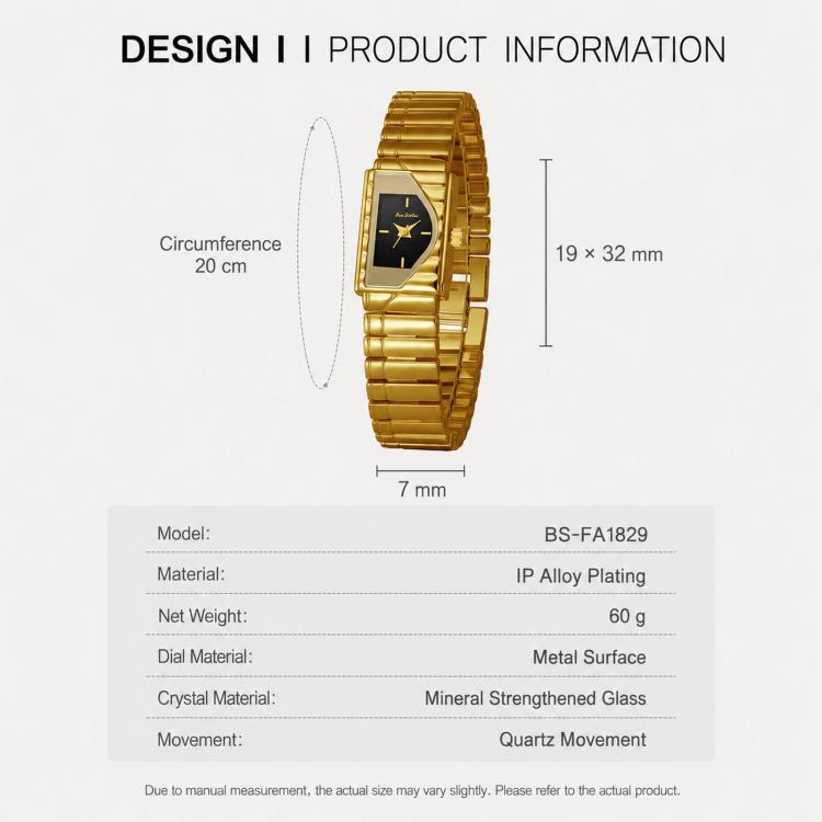 BS Bee Sister FA1927 Womens Vintage Watch Elegant Asymmetrical Geometric Quartz Watch With Metal Strap