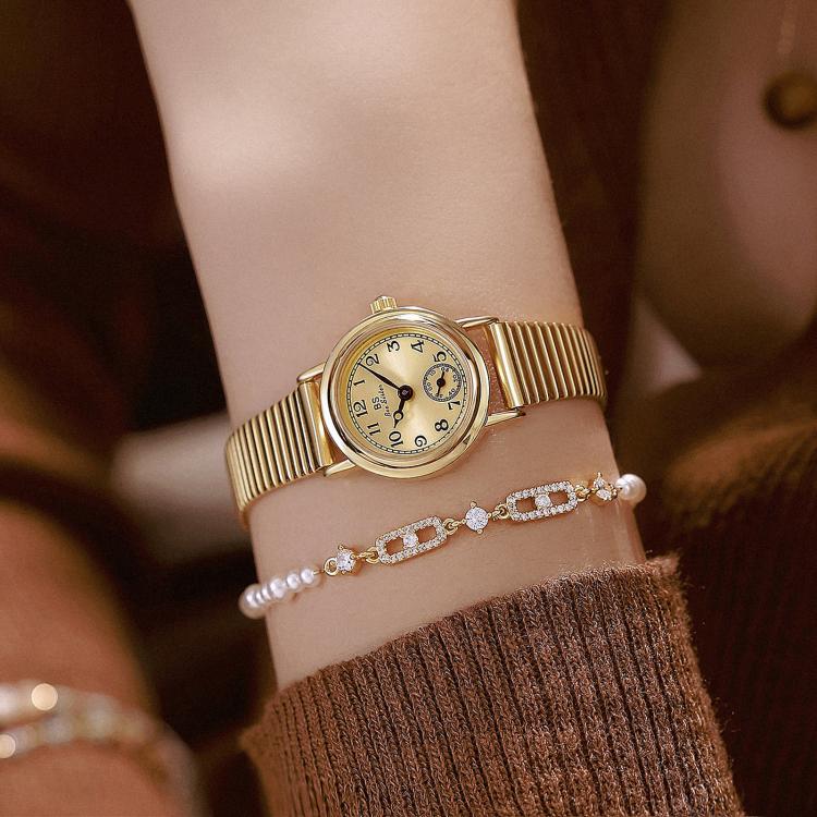 BS Bee Sister FA1870 Womens Vintage Small Round Watch With Bamboo Style Expansion Band & Small Seconds Dial