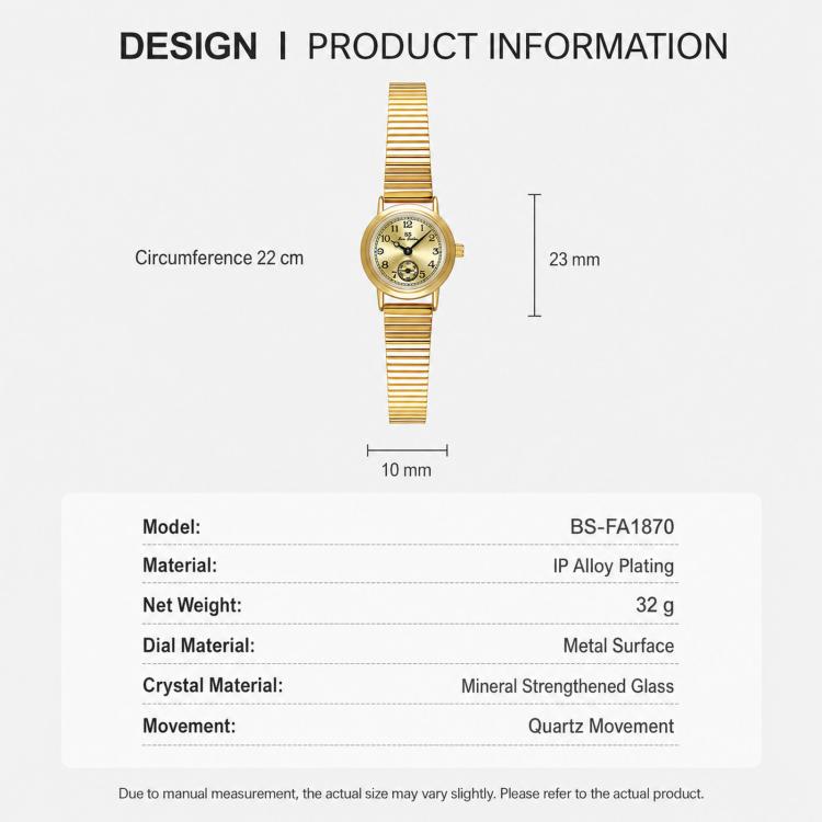BS Bee Sister FA1870 Womens Vintage Small Round Watch With Bamboo Style Expansion Band & Small Seconds Dial