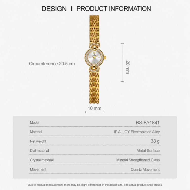 BS Bee Sister FA1841 Vintage Women Bracelet Watch Dainty Small Dial Rhinestone Quartz Dress Watch for Ladies