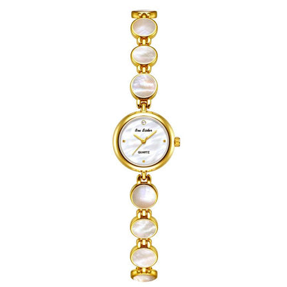BS Bee Sister FA1873 Women Round Bracelet Watch Vintage Mother of Pearl Style Analog Quartz Dress Wristwatch
