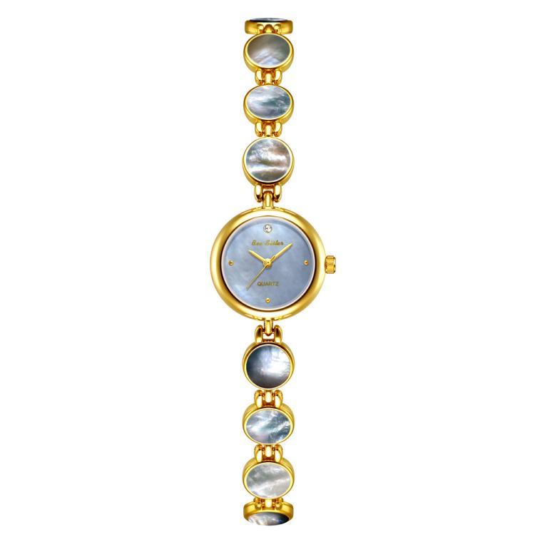 BS Bee Sister FA1873 Women Round Bracelet Watch Vintage Mother of Pearl Style Analog Quartz Dress Wristwatch