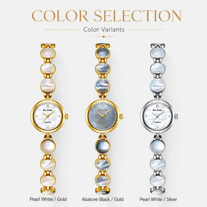 BS Bee Sister FA1873 Women Round Bracelet Watch Vintage Mother of Pearl Style Analog Quartz Dress Wristwatch