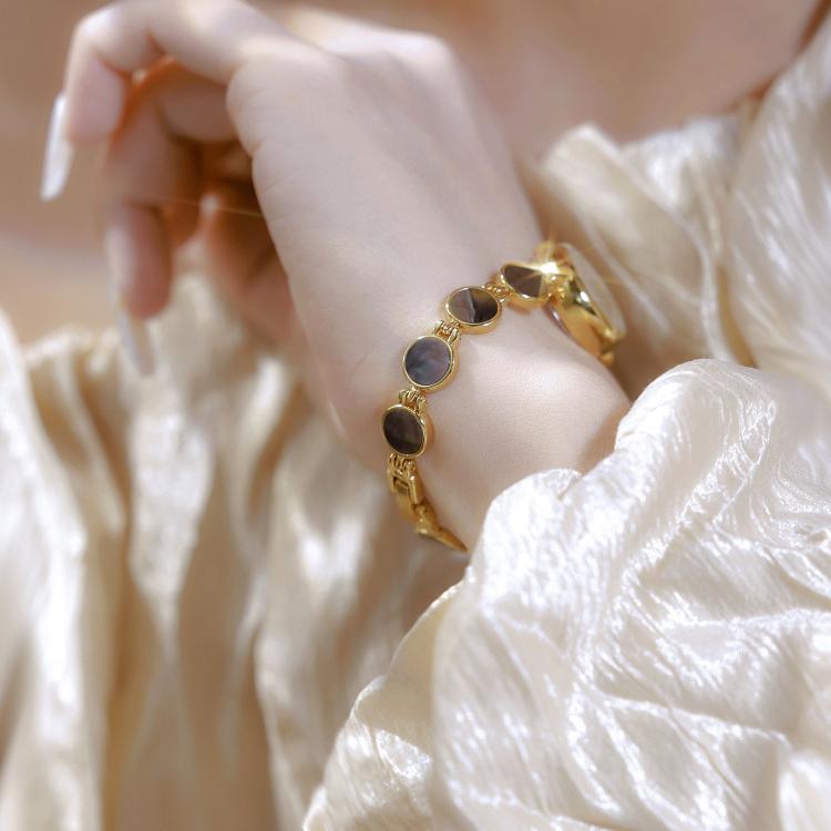 BS Bee Sister FA1873 Women Round Bracelet Watch Vintage Mother of Pearl Style Analog Quartz Dress Wristwatch