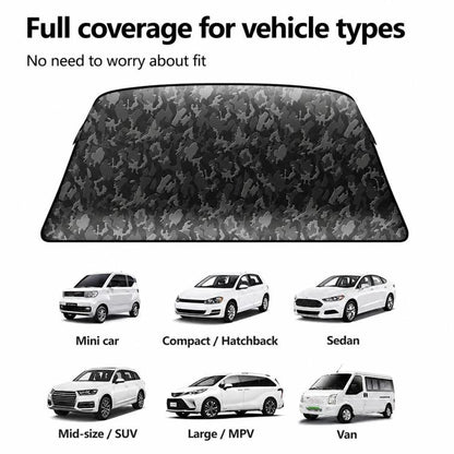 Camouflage Thickened Windproof Car Snow Shield Magnetic Windshield Snow & Sun Cover, Large, Small