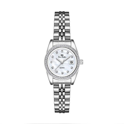 BS Bee Sister FA1787 Women Steel Band Dress Watch Rhinestone Bezel Analog Wristwatch with Date Calendar