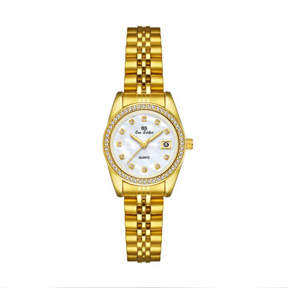 BS Bee Sister FA1787 Women Steel Band Dress Watch Rhinestone Bezel Analog Wristwatch with Date Calendar