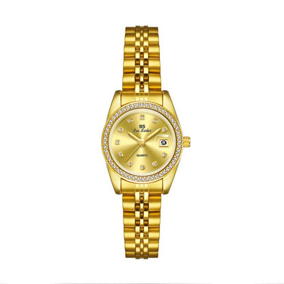 BS Bee Sister FA1787 Women Steel Band Dress Watch Rhinestone Bezel Analog Wristwatch with Date Calendar