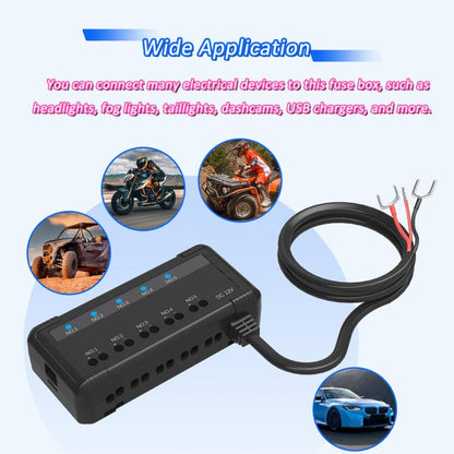 12V Universal Car Motorcycle Fuse Box Relay Kit With Quick Connector, 5-channel