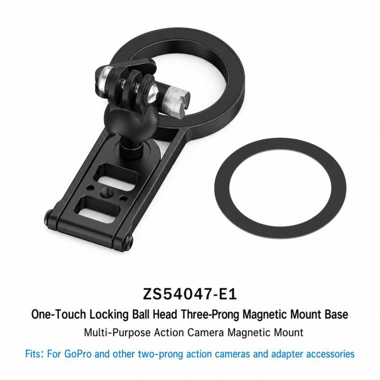 Magnetic Action Camera Mount Base, Universal 2-Prong Ball Joint, For Insta360 GO 3/3S Quick Release, For GoPro 13 Quick Release, For DJI Action 5 Pro/4/3/2 Quick Release, For 1/4inch Screw Hole Camera, Universal 17mm Ball Joint
