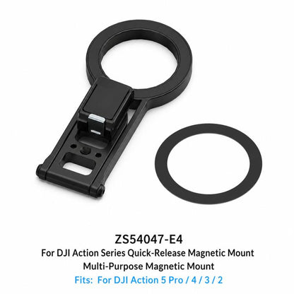 Magnetic Action Camera Mount Base, Universal 2-Prong Ball Joint, For Insta360 GO 3/3S Quick Release, For GoPro 13 Quick Release, For DJI Action 5 Pro/4/3/2 Quick Release, For 1/4inch Screw Hole Camera, Universal 17mm Ball Joint