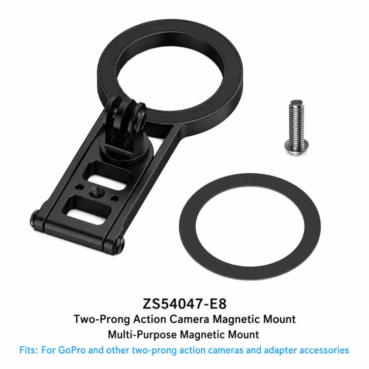 Magnetic Action Camera Mount Base, Universal 2-Prong Ball Joint, For Insta360 GO 3/3S Quick Release, For GoPro 13 Quick Release, For DJI Action 5 Pro/4/3/2 Quick Release, For 1/4inch Screw Hole Camera, Universal 17mm Ball Joint
