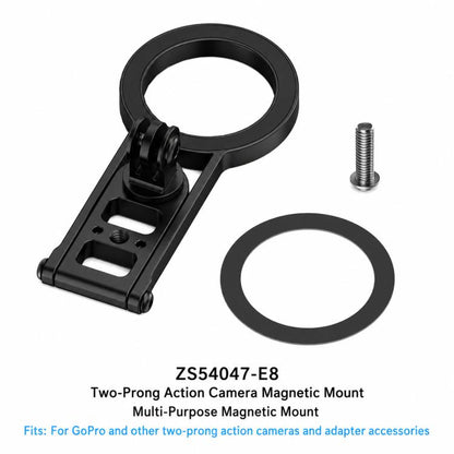 Magnetic Action Camera Mount Base, Universal 2-Prong Ball Joint, For Insta360 GO 3/3S Quick Release, For GoPro 13 Quick Release, For DJI Action 5 Pro/4/3/2 Quick Release, For 1/4inch Screw Hole Camera, Universal 17mm Ball Joint