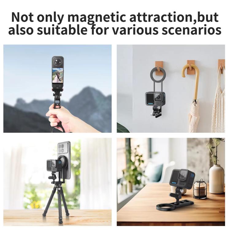 Magnetic Action Camera Mount Base, Universal 2-Prong Ball Joint, For Insta360 GO 3/3S Quick Release, For GoPro 13 Quick Release, For DJI Action 5 Pro/4/3/2 Quick Release, For 1/4inch Screw Hole Camera, Universal 17mm Ball Joint