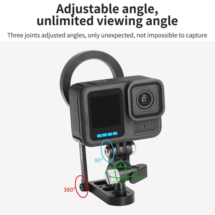 Magnetic Action Camera Mount Base, Universal 2-Prong Ball Joint, For Insta360 GO 3/3S Quick Release, For GoPro 13 Quick Release, For DJI Action 5 Pro/4/3/2 Quick Release, For 1/4inch Screw Hole Camera, Universal 17mm Ball Joint