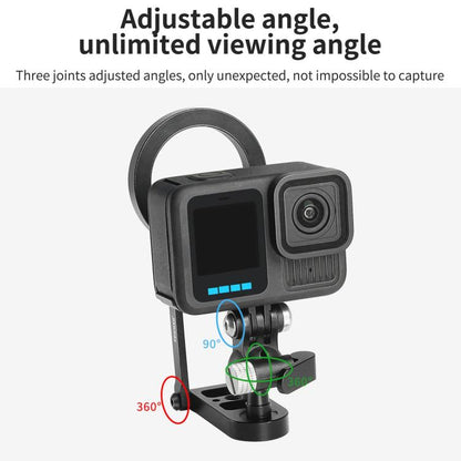 Magnetic Action Camera Mount Base, Universal 2-Prong Ball Joint, For Insta360 GO 3/3S Quick Release, For GoPro 13 Quick Release, For DJI Action 5 Pro/4/3/2 Quick Release, For 1/4inch Screw Hole Camera, Universal 17mm Ball Joint