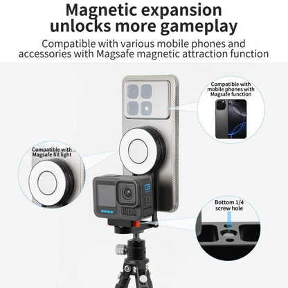Magnetic Action Camera Mount Base, Universal 2-Prong Ball Joint, For Insta360 GO 3/3S Quick Release, For GoPro 13 Quick Release, For DJI Action 5 Pro/4/3/2 Quick Release, For 1/4inch Screw Hole Camera, Universal 17mm Ball Joint