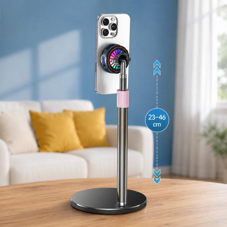 17mm Ball Joint Magnetic Phone Cooler 3-Speed Semiconductor Cooling Fan, H8A Cooler Only, with Air Vent Clip C50, with Telescopic Suction Mount C12, with Desktop Live Stand A124, with Floor Tripod KP002, with Air Vent Hook C49