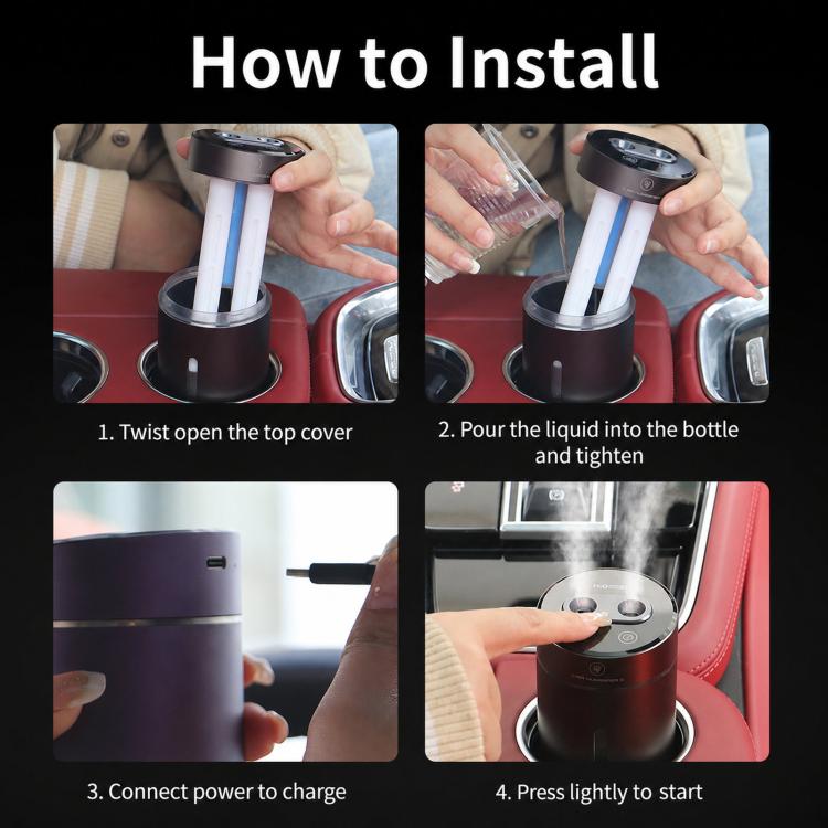 F10 Smart Dual Nozzle Humidifier Aroma Diffuser Portable Car Fragrance Sprayer With Ambient Light