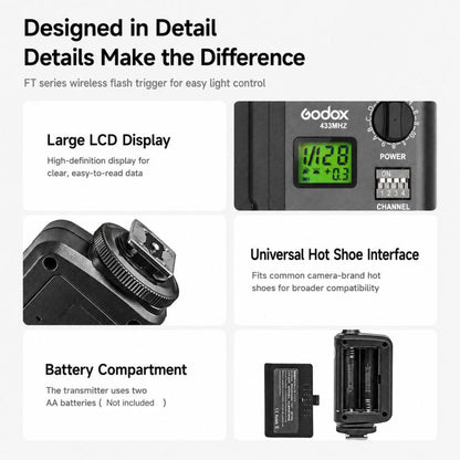 Studio Light Camera Flash Trigger, Godox Transmitter, Godox FT16 Receiver, Godox FT16 Transmitter+Receiver, Godox FT16 Transmitter+2 Receiver, Godox FT16 Transmitter+3 Receiver, Godox FT16-S Receiver, Godox FT16-S Transmitter+Receiver
